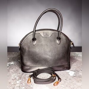 🌟FLASH SALE NO OFFERS Vintage Burberry Black Leather Top Handle 2 Way Handbag